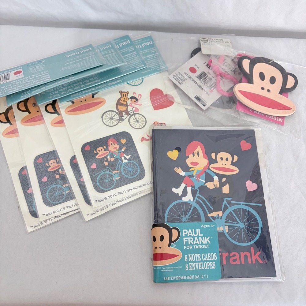 Paul Frank Julius Monkey Stationery Lot Target Cards Stickers Keychain New Seale